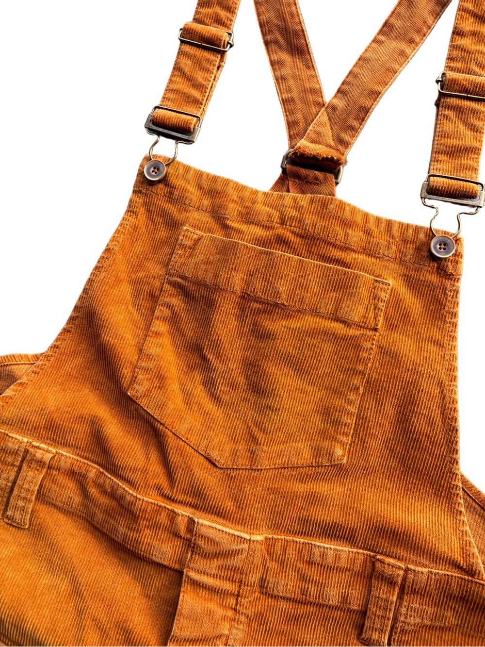 We The Free Iris Orange Brown Corduroy Utility Overalls Cargo Dungarees L - Picture 7 of 11